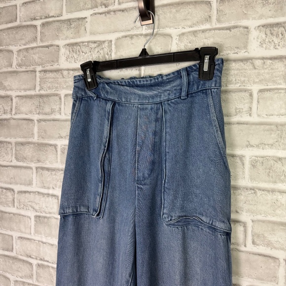Young Fabulous & Broke Light Wash Denim Paperboy Wide Leg Jeans SMALL High Rise - Picture 2 of 10